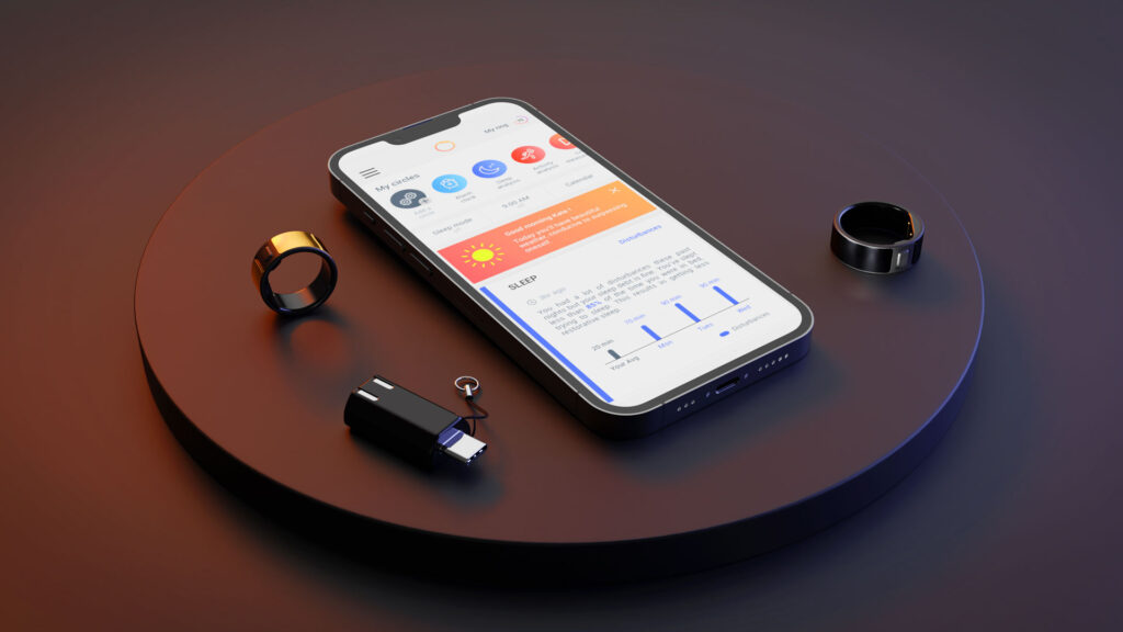 Circular Ring mit Smartphone und Ladeadapter